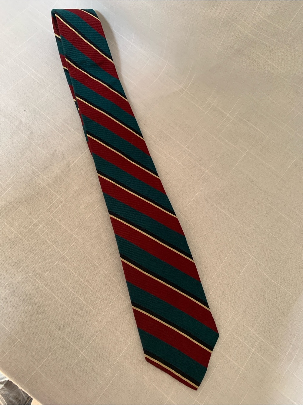 Striped Teal and Burgundy Men's Silk Tie - Refined Diagonal Pattern
